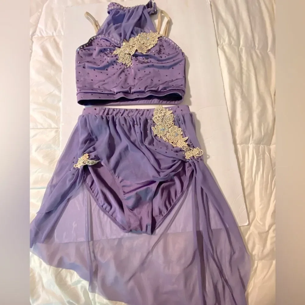 Weissman dance costume 2 piece lavender purple Something In The Water 11582 MA